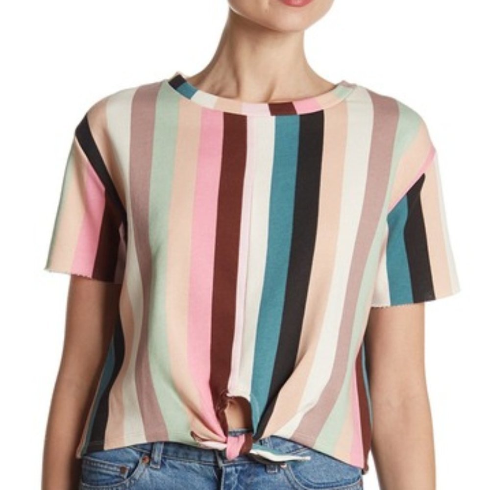 Love, Fire Knot Front Sleeve Multicolor Shirt